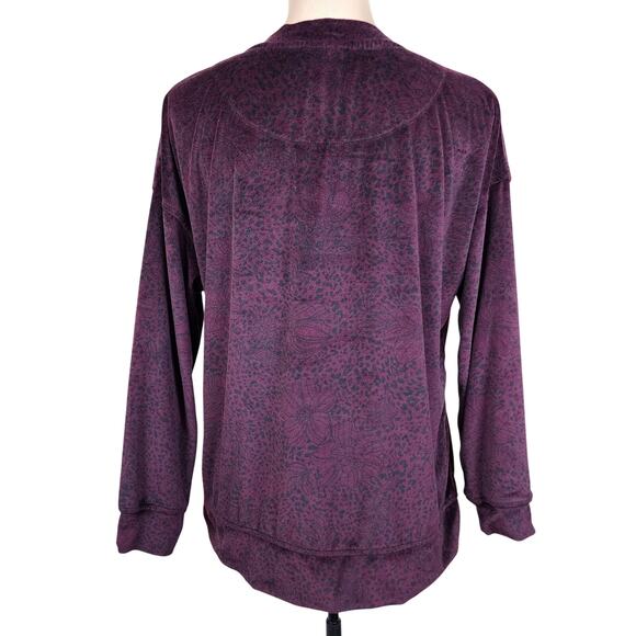 Joyspun Small Burgundy Leopard Cheetah Print Long Sleeve Top - Picture 2 of 5